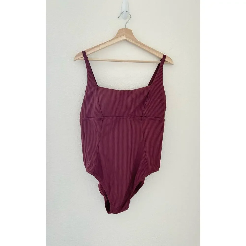 Andie Swim Havana Ribbed One Piece Swimsuit in Wild Ginger 2X NWT